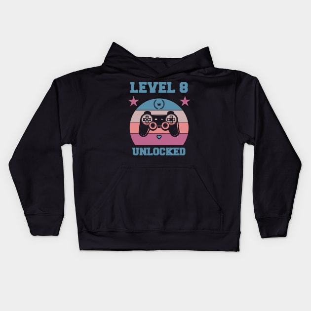 Level 8 Unlocked 8th Birthday Gift for Video Gamers Classic Kids Hoodie by podesigns